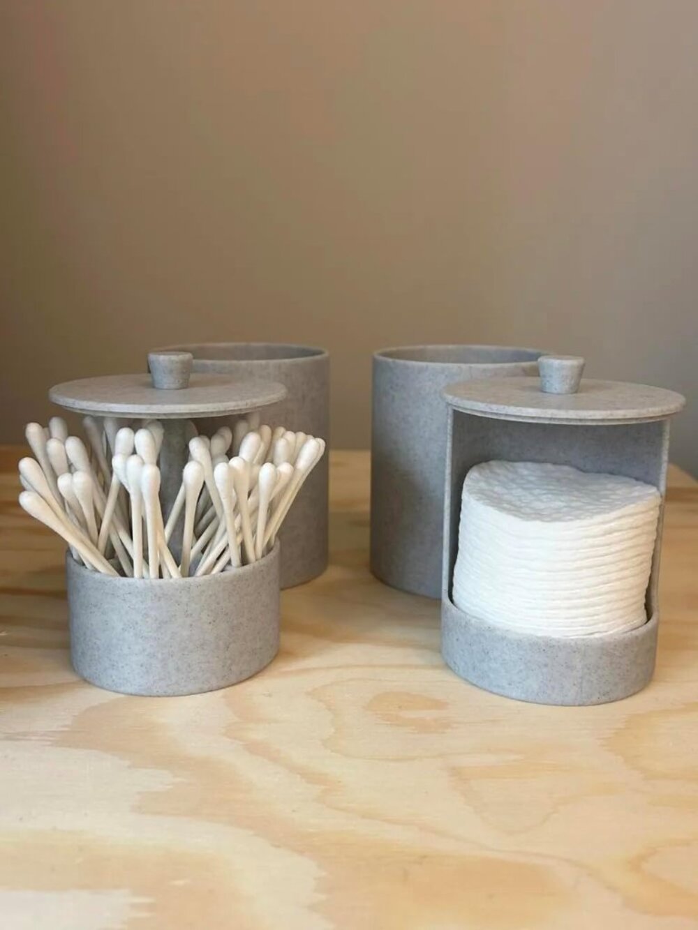Cotton Swab and Cotton Round Holder Set with Lids, Bathroom Vanity Organizers